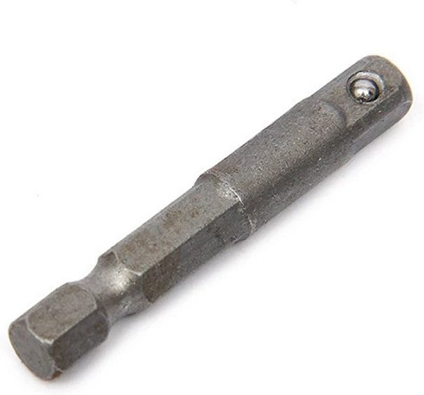 5er Set Konverter Buchse Adapter aus Chrom-Vanadium-Stahl in Silber, 1/4 Zoll Sechskantschaft auf 1/4 Zoll Vierkantantrieb, Länge: 50 mm - Bild 1
