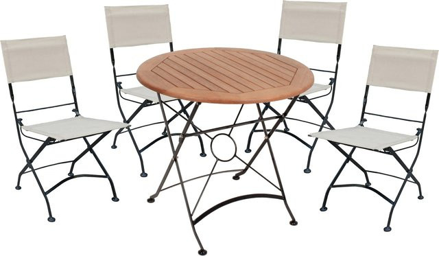 Garden Pleasure Gartenmöbel-Set Triest 5-teilig aus FSC Eukalyptusholz in Weiß-Braun - Bild 1