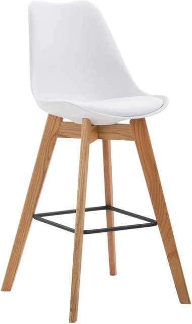 DELUKE Barhocker GIKAR Barstuhl mit Lehne aus Kunststoff in Weiß, B/T/H: 48 x 56 x 112 cm - Bild 1