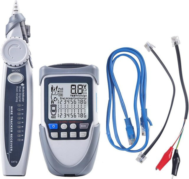Kkmoon ET613 Digitaler Netzwerkkabeltester mit LCD-Großbildschirm und Kabel-Tracker in Grau - Bild 1