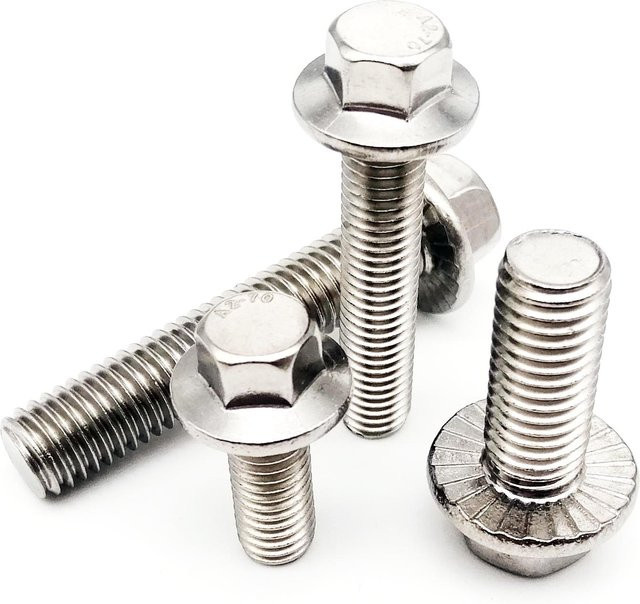HZYUEGOU Flanschkopfschrauben mit gezahnter Unterlegscheibe aus Edelstahl A2-70, Farbe Silber, M5 M6 M8 - Bild 1