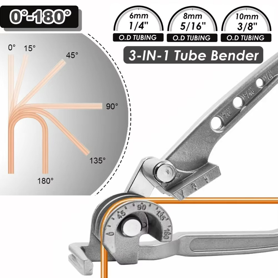 DAZZLEEX Manueller Rohrbieger aus Stahl für Kupfer, Messing und Aluminium, 180 Grad Biegewerkzeug, Silber - Bild 2
