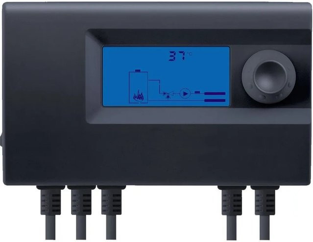 Euroster Mischerregelung 11M mit LCD-Display und Schutzfunktionen in Schwarz, Wandmontage - Bild 1