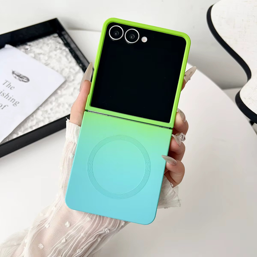 Magnetische Silikon Handyhülle mit Farbverlauf für Samsung Galaxy Z Flip 7, 6, 5, 4 und ZFlip7FE in Pink, Blue oder Multicolour - Bild 1