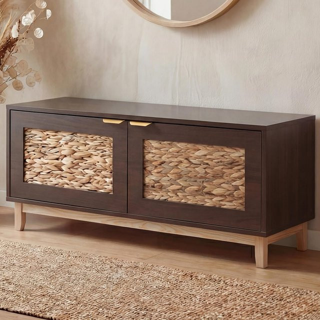 MCW Sitzbank mit Schuhregal P54 in Walnuss-Optik und Wasserhyazinthe-Front, B/H/T: 100 x 45 x 42 cm - Bild 3