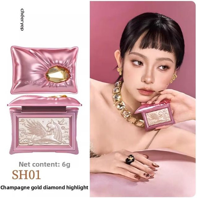 Qianyan Puder Set Highlighter Bronzer Rouge, Champagne gold pink - Bild 1
