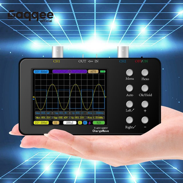 Gaqqee SCO2 10MHZ Zweikanal-Digital-Oszilloskop mit 50M Abtastrate und PWM in Schwarz - Bild 1