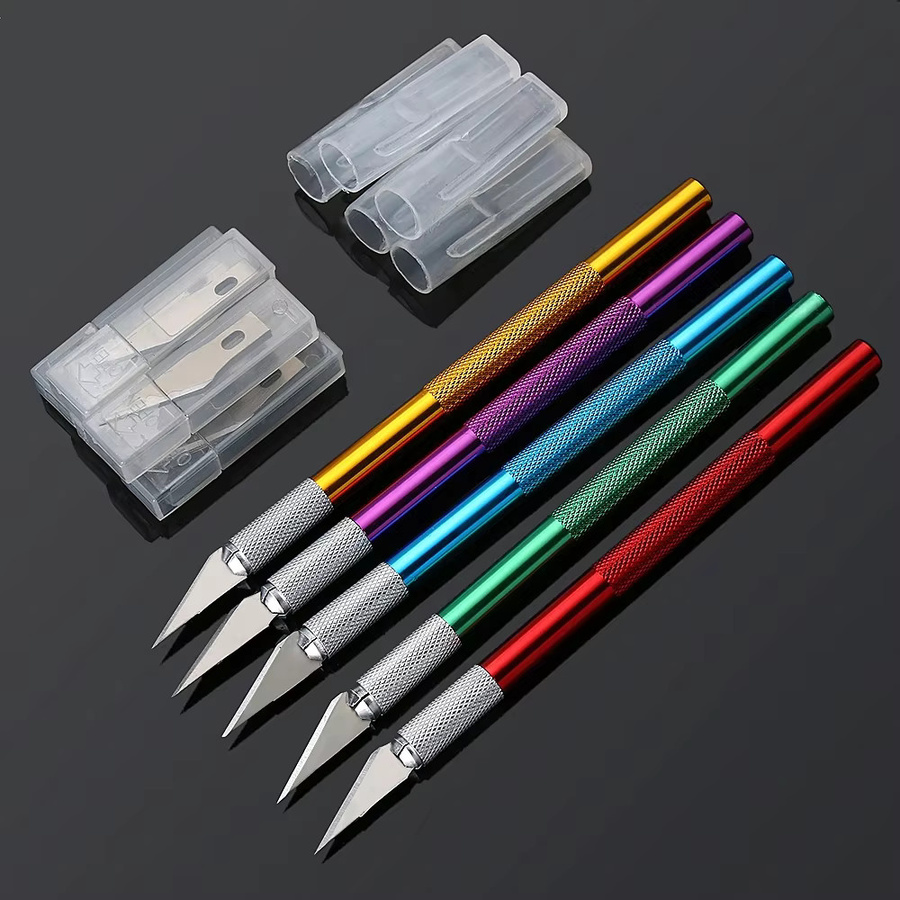 Metall Skalpell-Set mit 5 Klingen aus Kohlenstoffstahl in Silber für DIY-Reparaturen und Handwerk - Bild 2