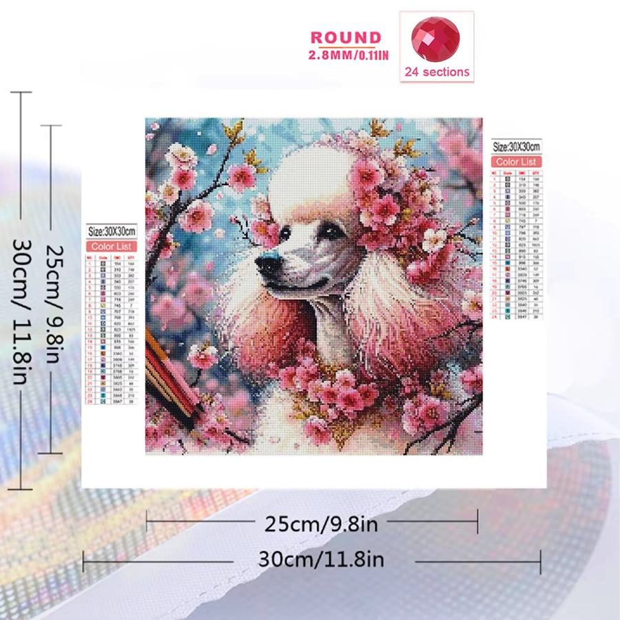 EverShine Hunde-Diamant-Mosaik DIY Bastelset mit floralem Motiv in Multicolour, Strass Stickerei-Bild für Erwachsene, B/H: 20 x 20 cm - Bild 2