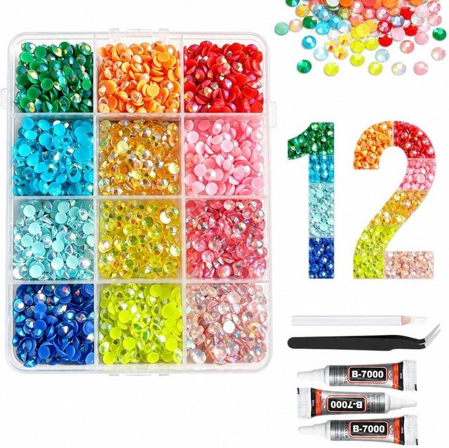 Zhijiepu Beauty&Health Jelly Strasssteine Set, 12 Farben, Unisex - Bild 1