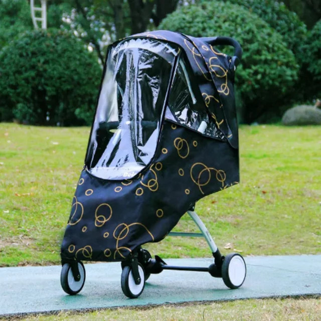 Winter Regenschutz für Kinderwagen in Schwarz – Verdickter wasserdichter Regenmantel als universeller Wind- und Staubschutz - Bild 1