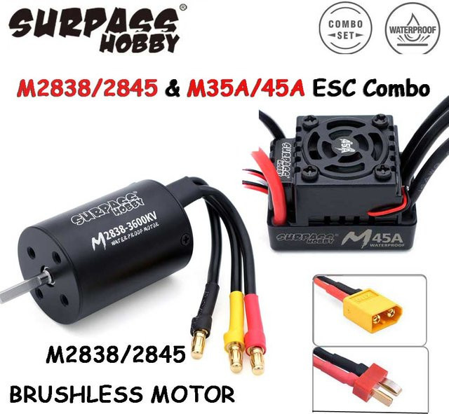 Surpass Hobby M2838 M2845 Combo, Wasserdichter Brushless-Motor mit M35A M45A ESC - Bild 1