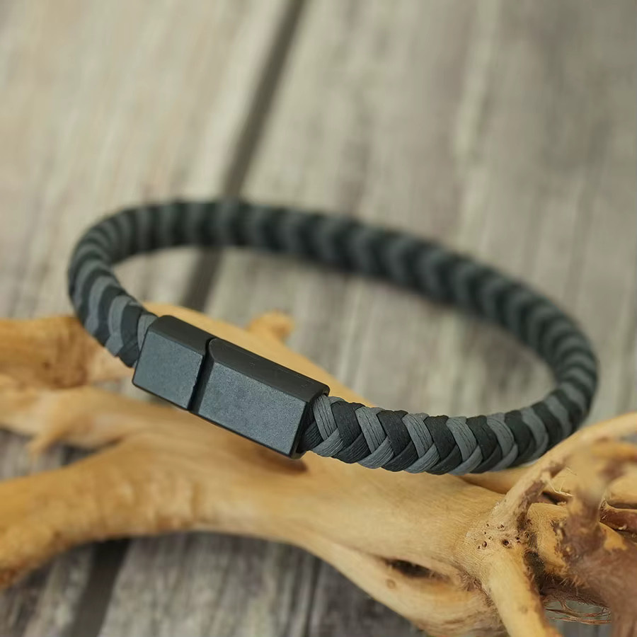 Noter Lederarmband, geflochten, Schwarz, Herren - Bild 3