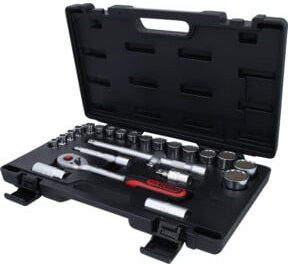 KS Tools 1/2 Zoll Steckschlüssel-Satz, 24-teilig, 12-kant aus Chrom-Vanadium in Schwarz - Bild 1