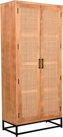 SIT Garderobenschrank CANE aus Mangoholz, Rattan und Metall, 2-türig, braun/schwarz, Höhe: 180 cm, Breite: 80 cm, Tiefe: 40 cm