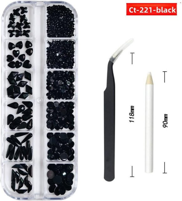 SZwatch Halloween Nagelkunst-Ornamente, 12-Fächer Box, Schwarz, Unisex - Bild 1