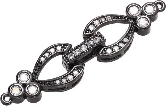 ZHUKOU Verschlüsse Haken, Messing, Zirkonia, Kristall, schwarz, Unisex - Bild 1