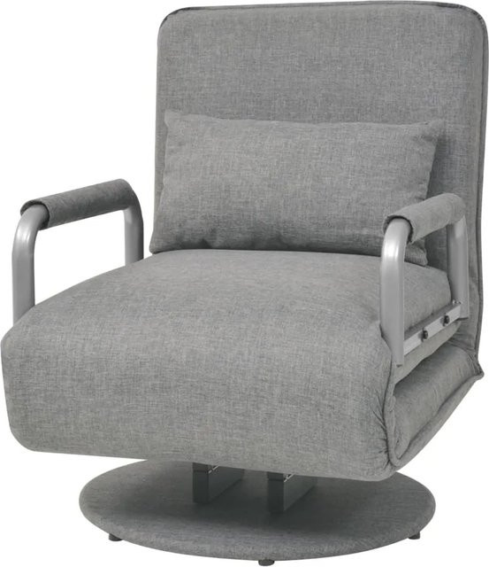 vidaXL Drehstuhl und Schlafsofa in Hellgrau mit Stoffbezug und Armlehnen - Bild 1
