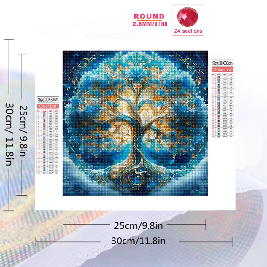 EverShine DIY Diamantmalerei Baum des Lebens als Mosaik-Stickerei für Erwachsene in runder Ausführung - Bild 2