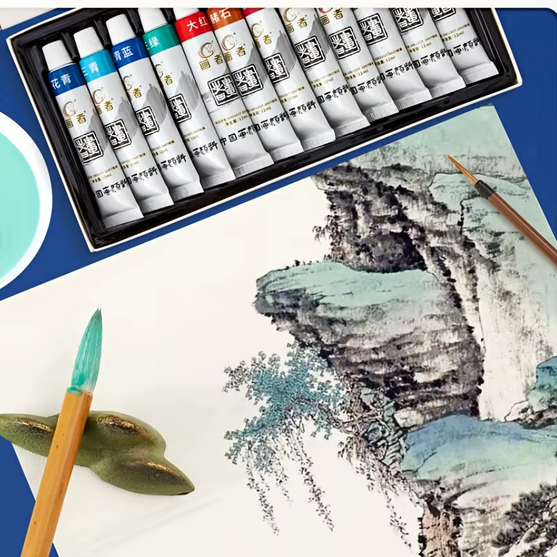 Chinesisches Malpigment-Set mit 12 Farben in Multicolour, 6 ml pro Farbe, für traditionelle chinesische Malerei und Kalligraphie - Bild 2