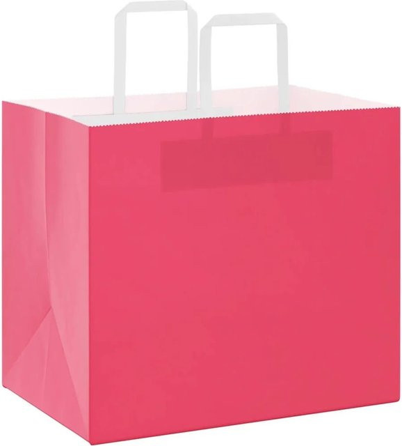 vidaXL Papiertragetaschen mit Henkeln aus Kraftpapier, Rosa, 28 x 32 x 22 cm, 250 Stück - Bild 1
