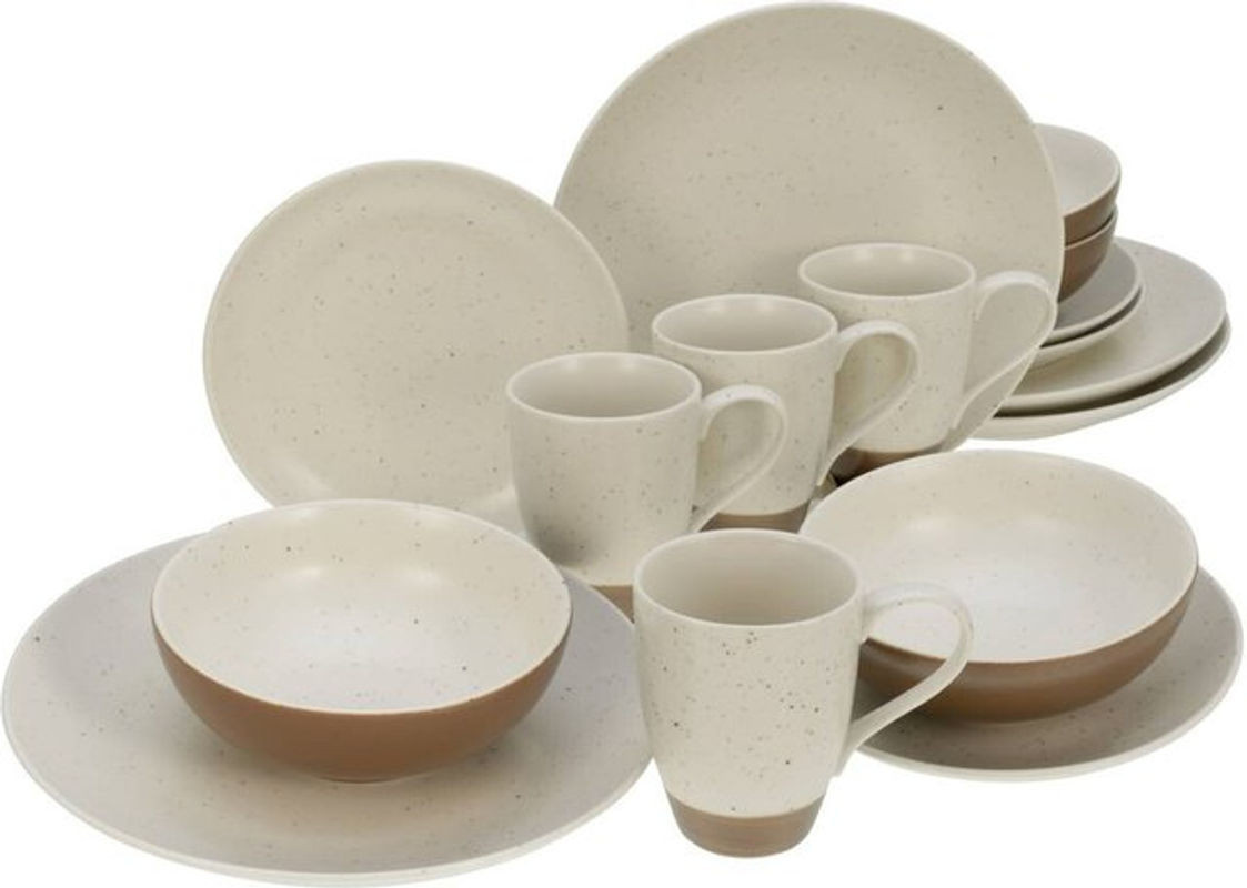 CreaTable Kombiservice SAND DUNES 16-tlg. aus Keramik in Terracotta und Creme mit abstraktem Design - Bild 1