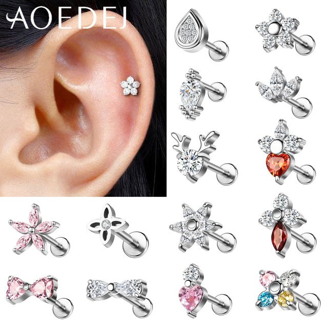 AOEDEJ Ohrstecker Edelstahl, Silber, Stern, Schleifenform, Unisex - Bild 1