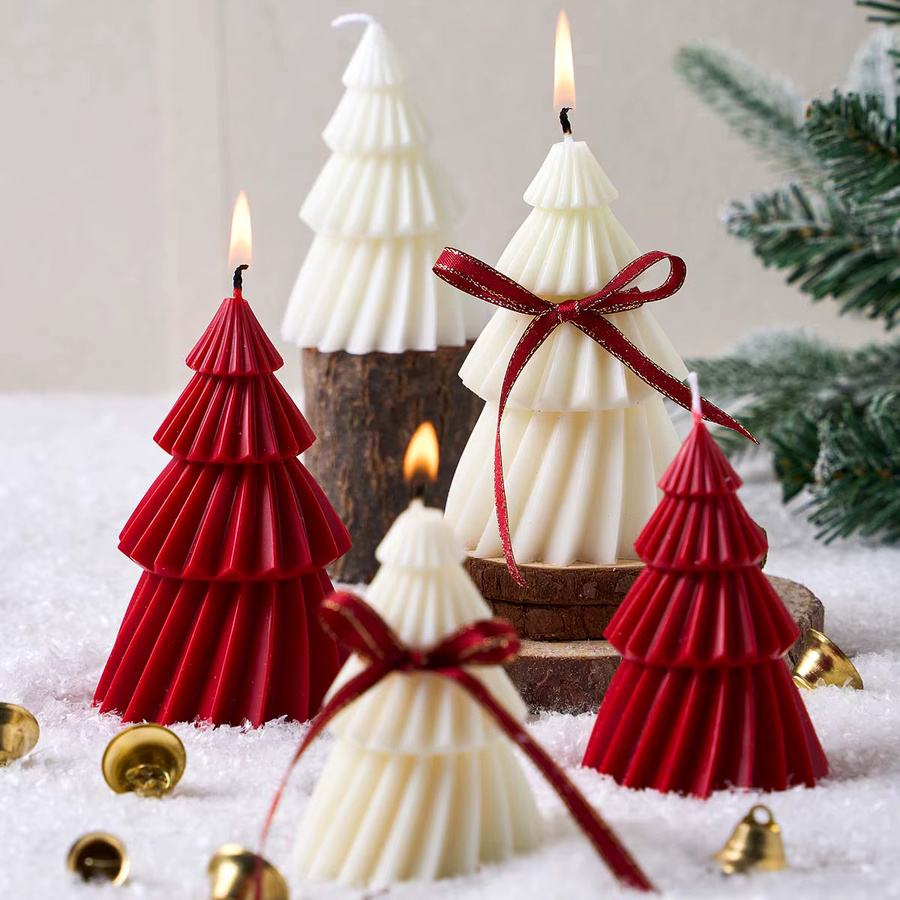 UDOCOOL Silikonform Weihnachtsbaum Kerze Geometrische Kiefer für DIY Handarbeit aus Seife Gips oder Harz in Rot - Bild 3