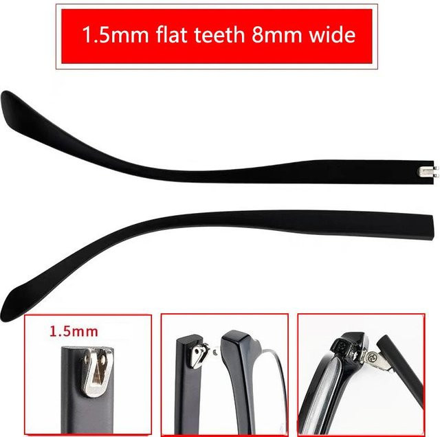 Mannerr Brillenbügel Doppelzahn, Tr90, 8mm, Black, 1 Paar - Bild 1