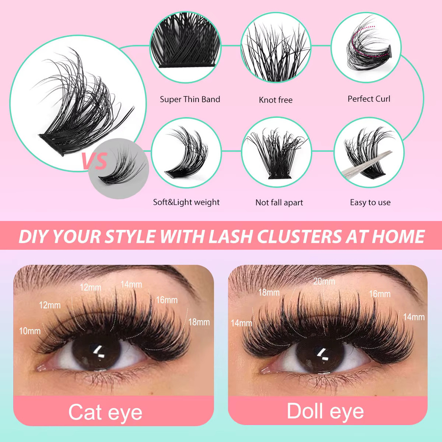 MIOFIA Cluster-Wimpern, Black, Natürlich, Unisex - Bild 3
