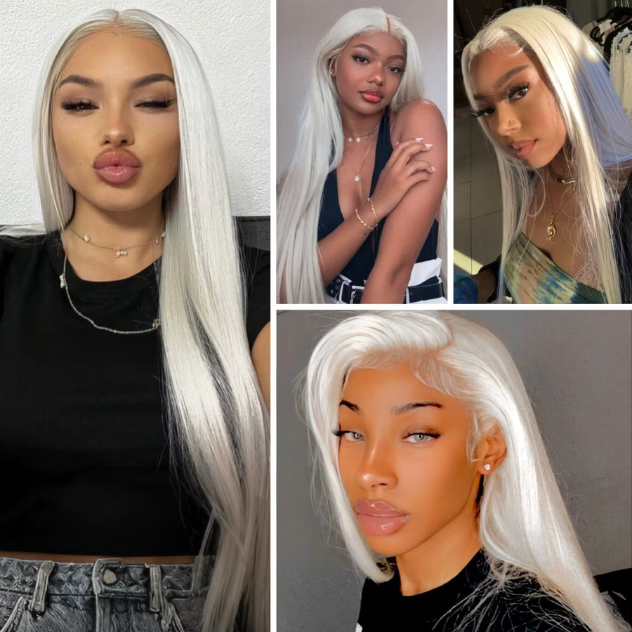 XiuQingCheng Perücke, lange seidige gerade weiße Haare, synthetisch, Damen - Bild 2