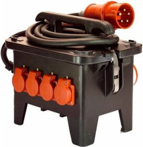as-Schwabe Baustellen-Stromverteiler M2 400V mit 7 CEE-Steckdosen in Schwarz - Bild 1