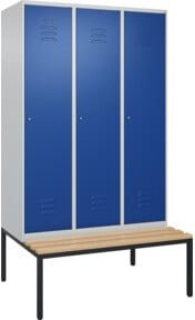 C+P Spind Classic PLUS Spind mit Sitzbank, 3 Abteile, Zylinderschloss, 4 Garderobenhaken, B/T/H: 212,0 x 120,0 x 81,5 cm - Bild 1