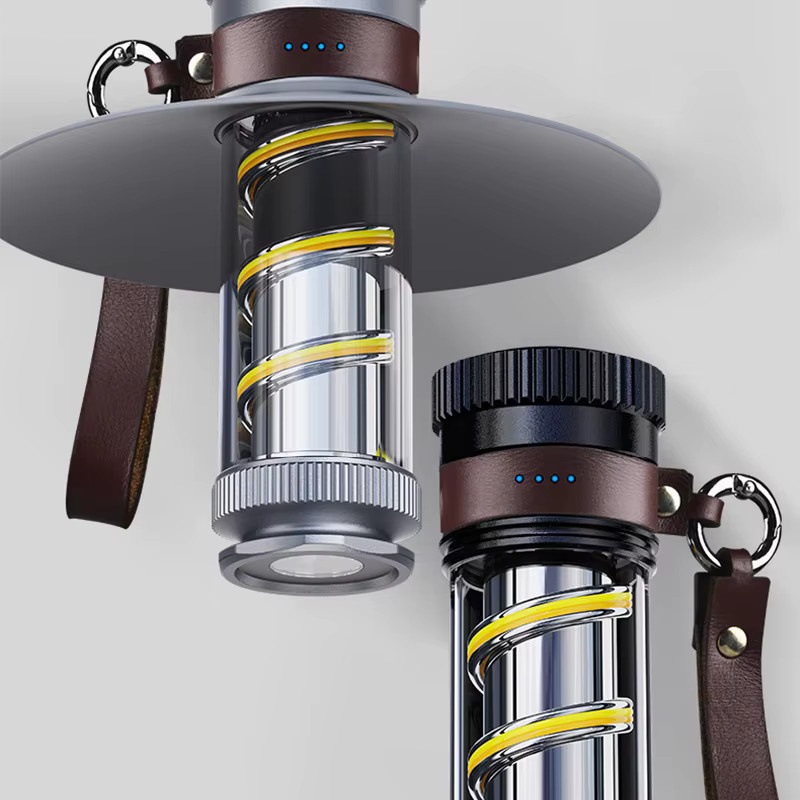 Feimefeiyou LED Camping Licht Schwarz USB wiederaufladbare tragbare Taschenlampe mit stufenloser Dimmung und IP4x Wasserdichtigkeit für Garten und Notbeleuchtung - Bild 5