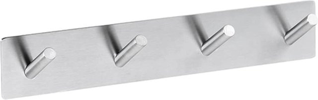 Brillantbad BEASY Hakenleiste aus Edelstahl gebürstet in Silber, B/H/T: 25,5 x 3,8 x 4,5 cm, zum Kleben für Bad und Küche - Bild 1
