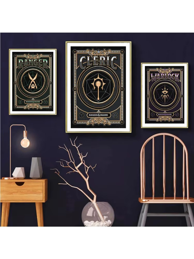 Potdemiel Retro Leinwandmalerei mit geometrischem Symbolmuster für dein Fantasy Abenteuer Spielzimmer - Bild 3