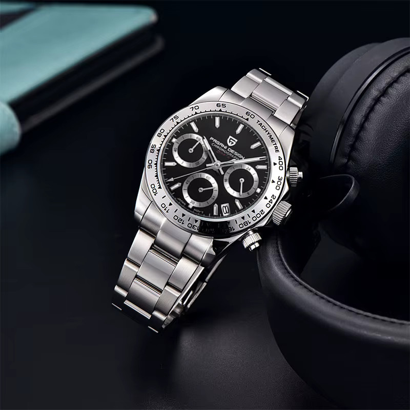 PAGANI DESIGN Chronograph, Quarz, Edelstahl, Schwarz, 40 mm, Herren - Bild 2