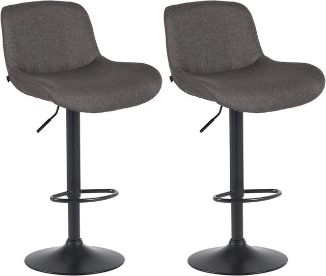 DELUKE 2er Set Barhocker PONOR in Dunkelgrau und Schwarz, höhenverstellbare Barstühle aus Samt mit Lehne und 360 Grad Drehbarkeit, B/T/H: 50 x 50 x 85 cm - Bild 1