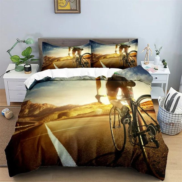 Bettwäscheset Binchi Fitness mit Fahrrad-Radsport-Print, Kingsize, Mehrfarbig, B/H: 200 x 200 cm - Bild 1