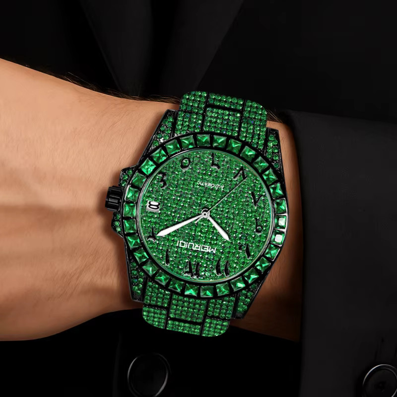 MEIRUIQI Armbanduhr, Analoguhr, Edelstahl, Grün, Herren - Bild 4