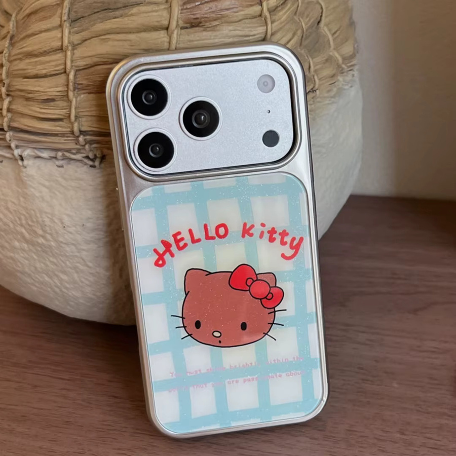 Sanrio Hello Kitty Glitzer-Gitter-Schutzhülle in Schwarz für iPhone 14 15 16 17 Pro Max mit großem Kamerafenster - Bild 3