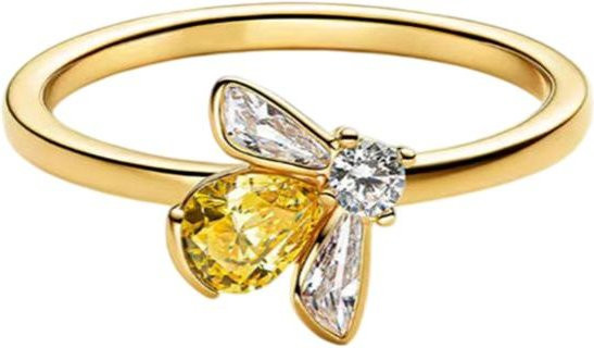 Ring 925 Silber, Kleeblatt, Biene, Zirkonia, Damen - Bild 1