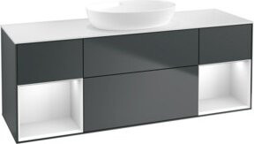 V&B Waschtischunterschrank Finion mit Wandbeleuchtung, Farbe Grau lackiert, Breite: 160 cm, Tiefe: 50,1 cm, Höhe: 50,1 cm - Bild 1