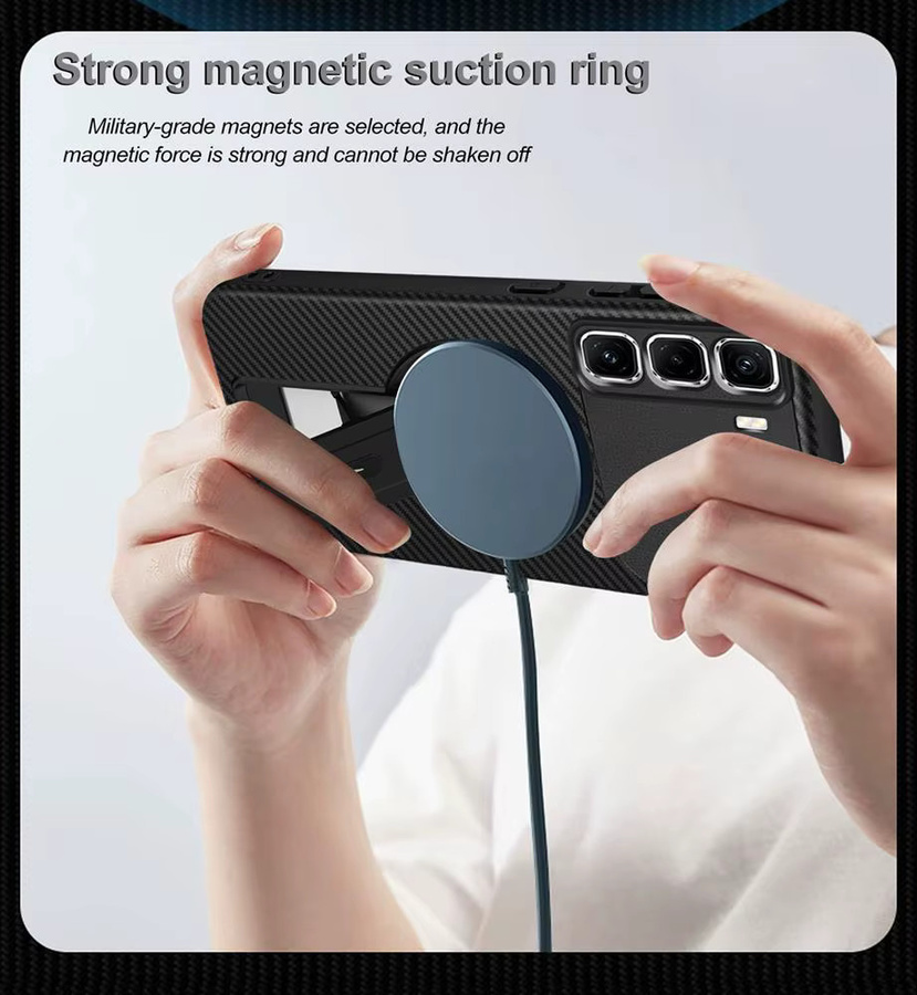 Magnetische Schutzhülle mit Carbon-Faser-Muster für Infinix Hot 60 Pro Plus, Hot 60, 60i, 40i, Note 50, 40 Pro in Schwarz mit Wireless Charging Funktion - Bild 3
