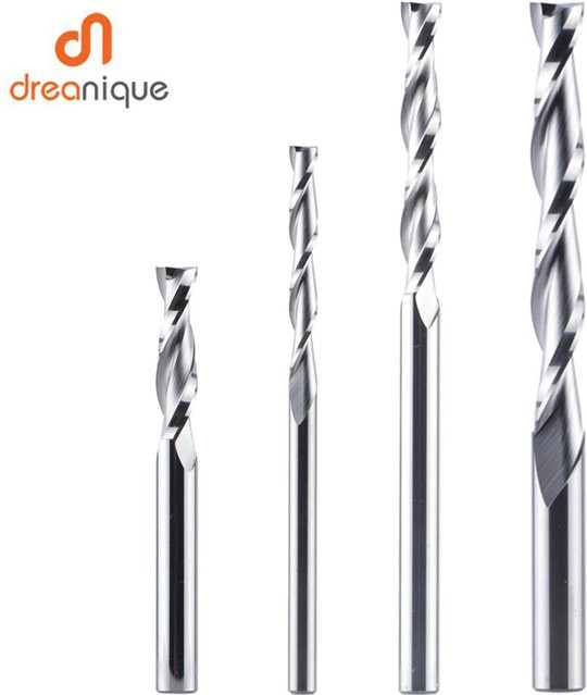 Dreanique UP Cut Vollhartmetall-Spiralfräser 2-Schneider in Silber für Holz und MDF mit Durchmesser 3,175 mm - Bild 1