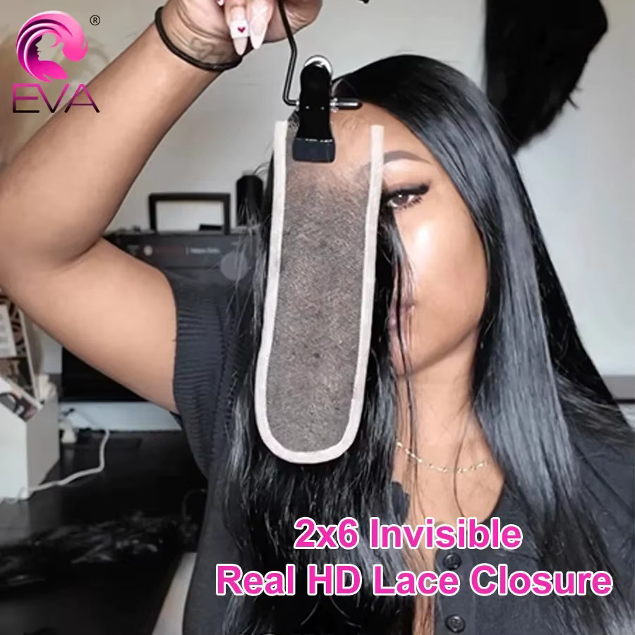 Eva Hair Lace Closure, 100% Echthaar, Body Wave, 2x6, vorgezupft - Bild 1
