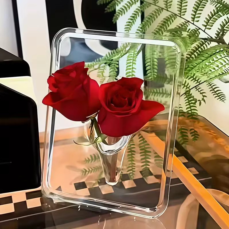YOCITY Moderne Acryl-Vase Transparent als Fotorahmen für Hydroponik und Wohndekor - Bild 2