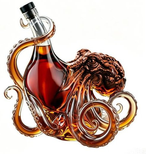 Daydreamer Kraken Whiskey-Karaffe aus Glas mit 3D-Design, transparente Spirituosenflasche für deine Hausbar, 350 ml - Bild 1