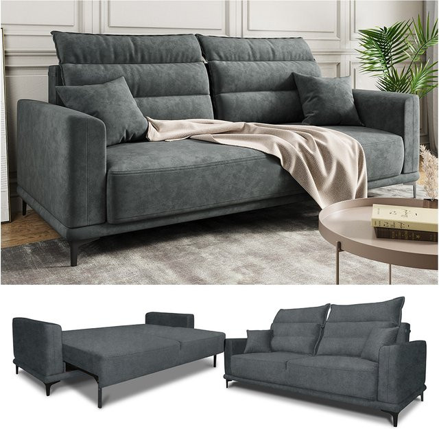 VitaliSpa Schlafsofa Caprioli 2-Sitzer in Anthrazit mit Schlaffunktion und Taschenfederkern, Breite: 236 cm, Tiefe: 100 cm - Bild 1