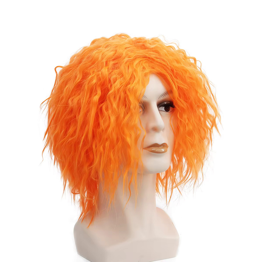 Anxin Synthetikfaser-Perücke, kurze Locken, Grün/Orange - Bild 1